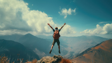 Personalised Travel 34 212415291-hiker-jumping-on-the-top-of-the-mountain-freedom-concept
