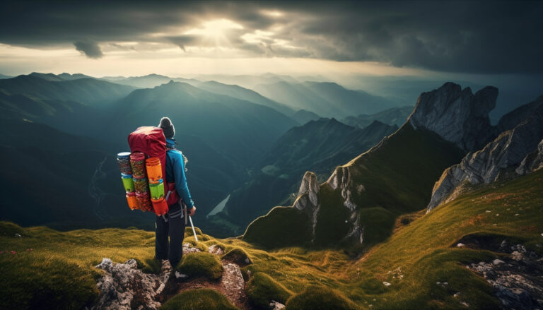 Personalised Travel 28 One person standing on cliff, achieving success generated by artificial intelligence
